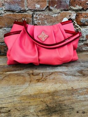 Women's Pink Shoulder Bag with Gold Accent